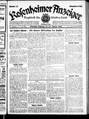 Rosenheimer Anzeiger Samstag 21. Januar 1922