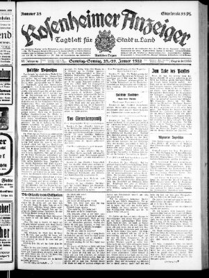 Rosenheimer Anzeiger Sonntag 29. Januar 1922