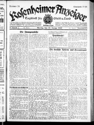 Rosenheimer Anzeiger Montag 30. Januar 1922