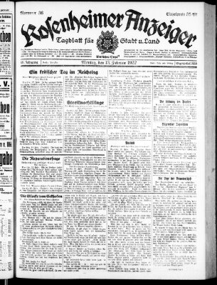 Rosenheimer Anzeiger Montag 13. Februar 1922