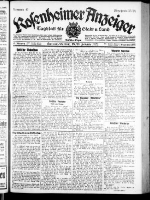 Rosenheimer Anzeiger Samstag 18. Februar 1922