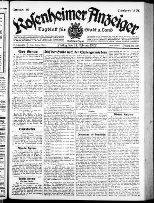 Rosenheimer Anzeiger Freitag 24. Februar 1922