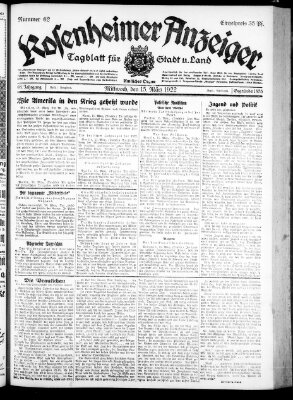 Rosenheimer Anzeiger Mittwoch 15. März 1922