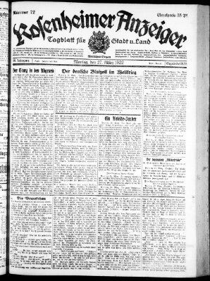 Rosenheimer Anzeiger Montag 27. März 1922