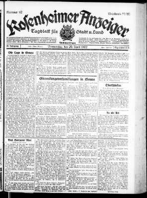 Rosenheimer Anzeiger Donnerstag 20. April 1922