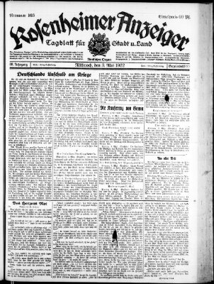 Rosenheimer Anzeiger Mittwoch 3. Mai 1922