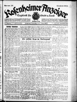 Rosenheimer Anzeiger Samstag 6. Mai 1922