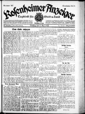 Rosenheimer Anzeiger Montag 8. Mai 1922