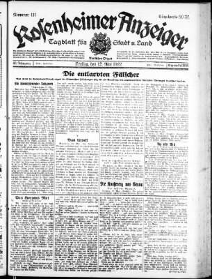 Rosenheimer Anzeiger Freitag 12. Mai 1922