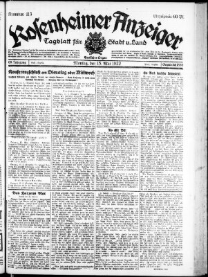 Rosenheimer Anzeiger Montag 15. Mai 1922