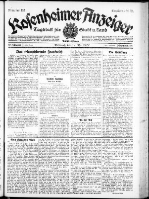 Rosenheimer Anzeiger Mittwoch 17. Mai 1922