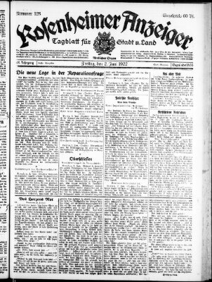 Rosenheimer Anzeiger Freitag 2. Juni 1922