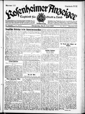 Rosenheimer Anzeiger Donnerstag 8. Juni 1922