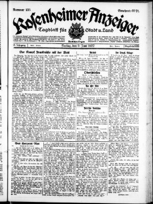 Rosenheimer Anzeiger Freitag 9. Juni 1922