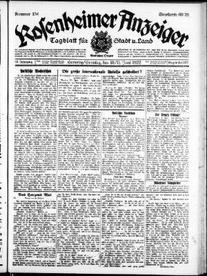 Rosenheimer Anzeiger Sonntag 11. Juni 1922