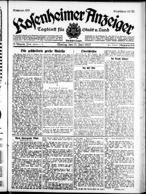 Rosenheimer Anzeiger Montag 12. Juni 1922