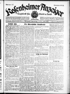 Rosenheimer Anzeiger Mittwoch 14. Juni 1922