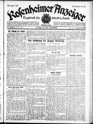 Rosenheimer Anzeiger Freitag 16. Juni 1922