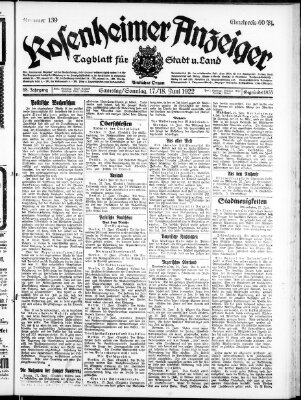 Rosenheimer Anzeiger Sonntag 18. Juni 1922