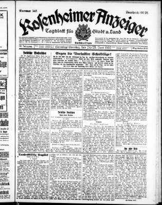 Rosenheimer Anzeiger Samstag 24. Juni 1922