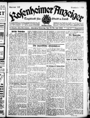 Rosenheimer Anzeiger Samstag 15. Juli 1922