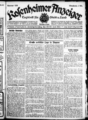 Rosenheimer Anzeiger Sonntag 23. Juli 1922