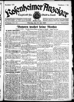 Rosenheimer Anzeiger Dienstag 25. Juli 1922