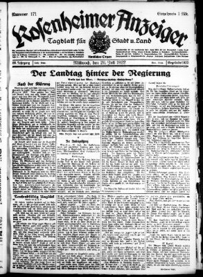 Rosenheimer Anzeiger Mittwoch 26. Juli 1922