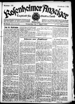 Rosenheimer Anzeiger Donnerstag 3. August 1922