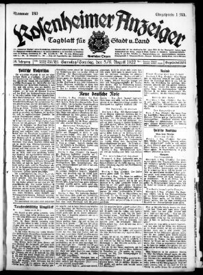 Rosenheimer Anzeiger Samstag 5. August 1922