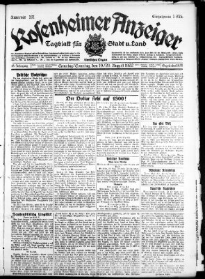 Rosenheimer Anzeiger Sonntag 20. August 1922