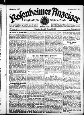 Rosenheimer Anzeiger Montag 21. August 1922