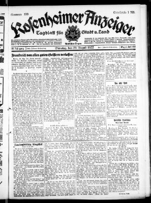 Rosenheimer Anzeiger Dienstag 29. August 1922