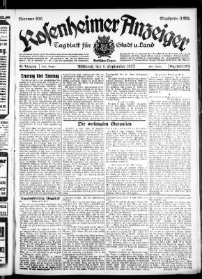 Rosenheimer Anzeiger Mittwoch 6. September 1922