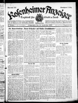 Rosenheimer Anzeiger Donnerstag 14. September 1922