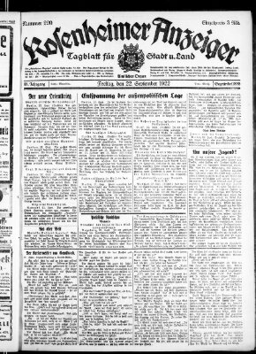 Rosenheimer Anzeiger Freitag 22. September 1922