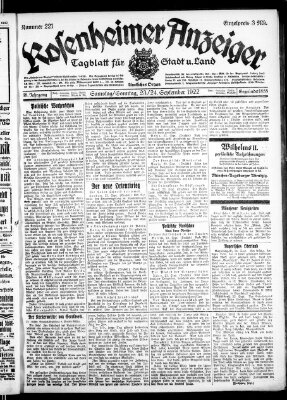 Rosenheimer Anzeiger Sonntag 24. September 1922