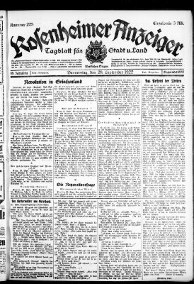 Rosenheimer Anzeiger Donnerstag 28. September 1922