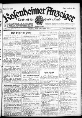 Rosenheimer Anzeiger Montag 2. Oktober 1922