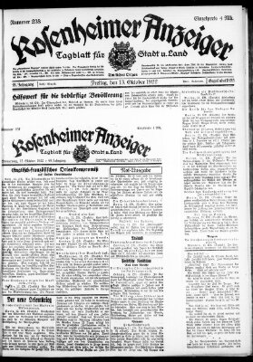 Rosenheimer Anzeiger Donnerstag 12. Oktober 1922