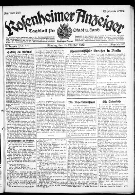 Rosenheimer Anzeiger Montag 16. Oktober 1922