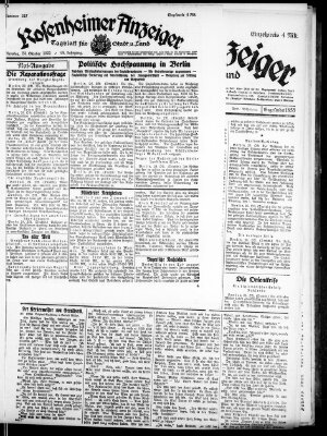 Rosenheimer Anzeiger Dienstag 24. Oktober 1922