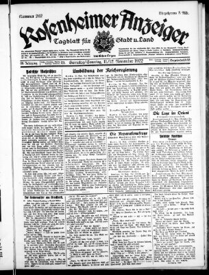 Rosenheimer Anzeiger Sonntag 12. November 1922