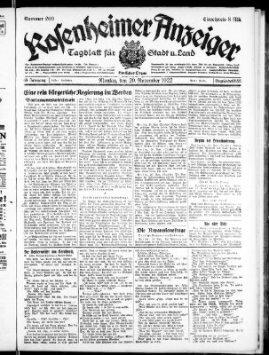 Rosenheimer Anzeiger Montag 20. November 1922