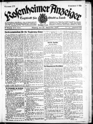 Rosenheimer Anzeiger Montag 27. November 1922