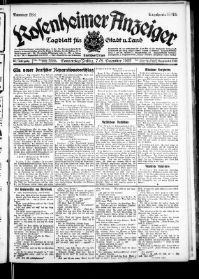 Rosenheimer Anzeiger Donnerstag 7. Dezember 1922