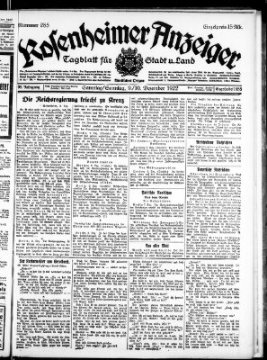 Rosenheimer Anzeiger Sonntag 10. Dezember 1922