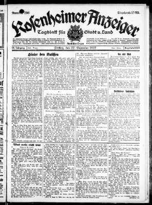 Rosenheimer Anzeiger Freitag 22. Dezember 1922