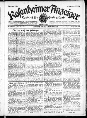 Rosenheimer Anzeiger Mittwoch 27. Dezember 1922