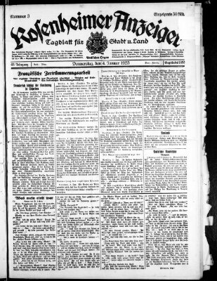 Rosenheimer Anzeiger Donnerstag 4. Januar 1923